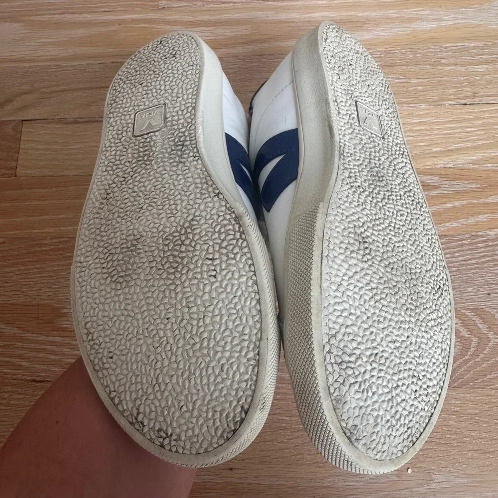 Veja Esplar Low Profile Leather Retro Sneaker White Blue EU 40 US 9